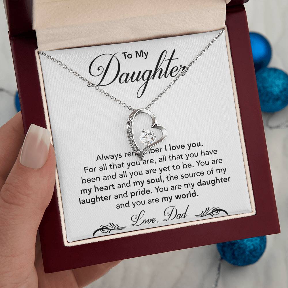 To My Beautiful Daughter - You Are My World - Forever Love Necklace