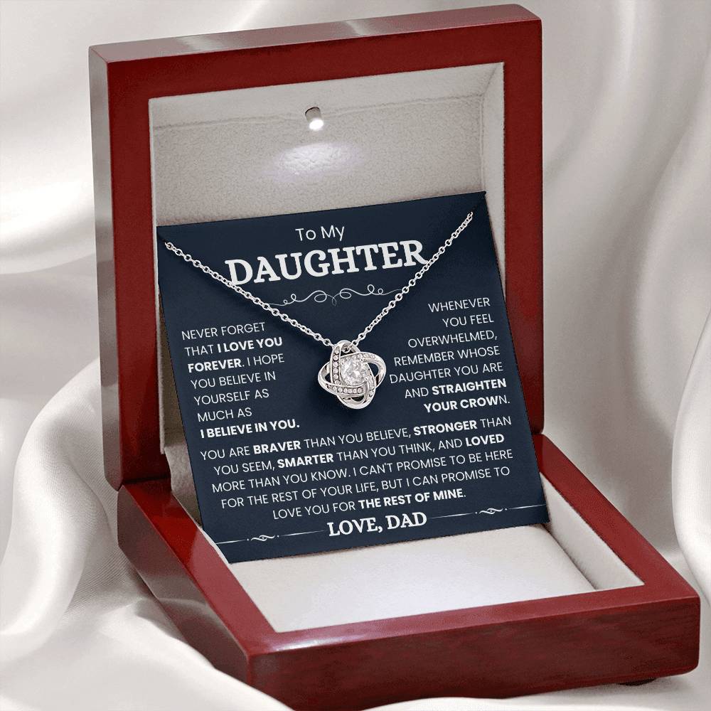 To My Daughter - I Promise to Love You for The Rest of Mine- Love Knot Necklace