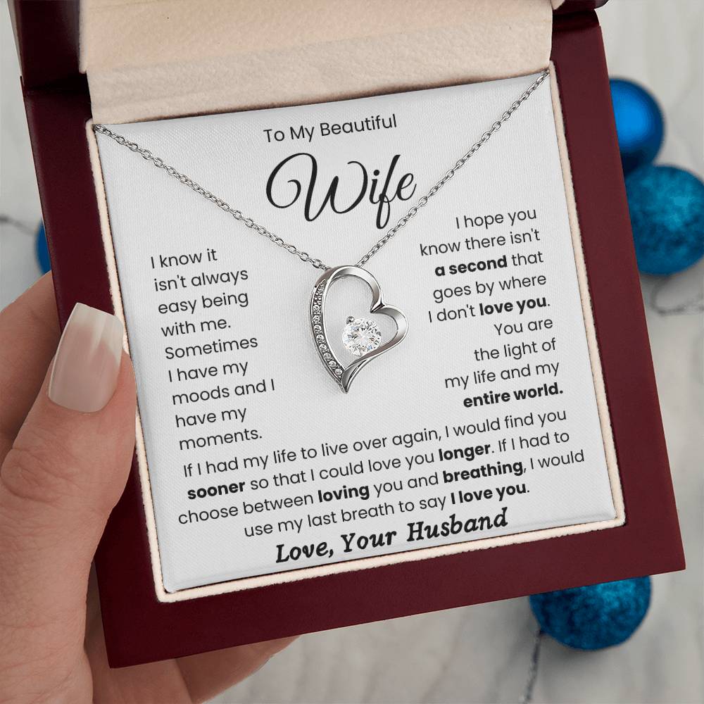 To My Beautiful Wife - Forever Love Necklace- My Life and My Entire World