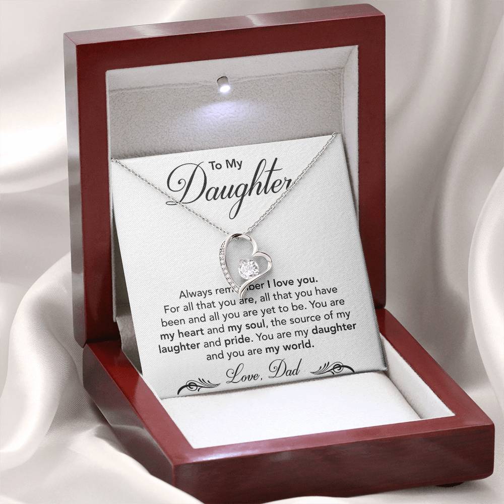 To My Beautiful Daughter - You Are My World - Forever Love Necklace