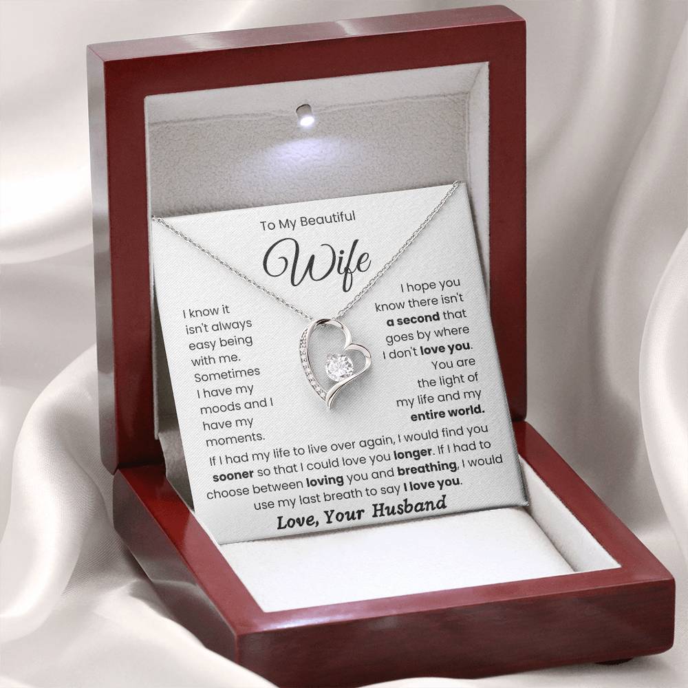 To My Beautiful Wife - Forever Love Necklace- My Life and My Entire World