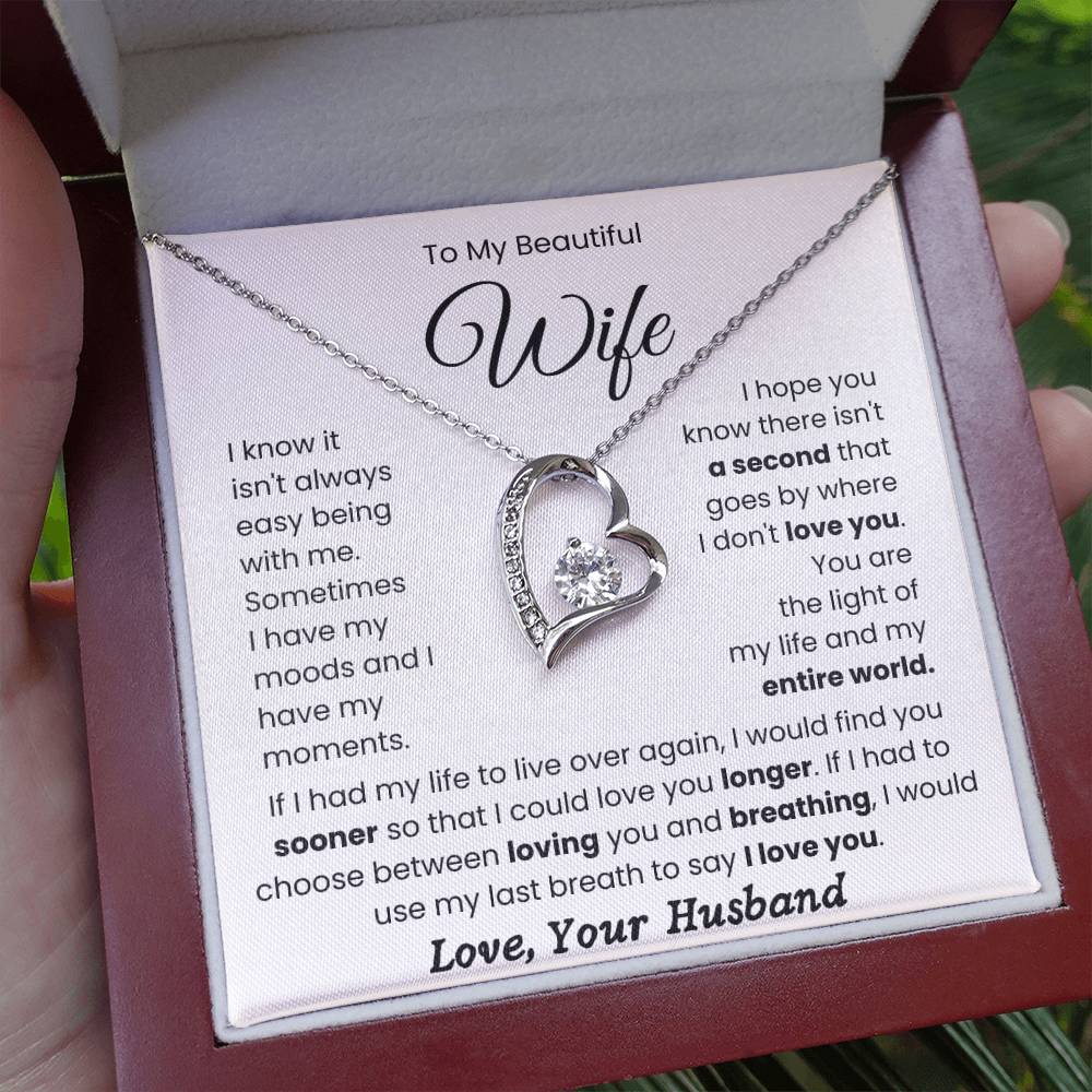 To My Beautiful Wife - Forever Love Necklace- My Life and My Entire World