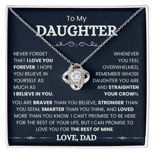 To My Daughter - I Promise to Love You for The Rest of Mine- Love Knot Necklace