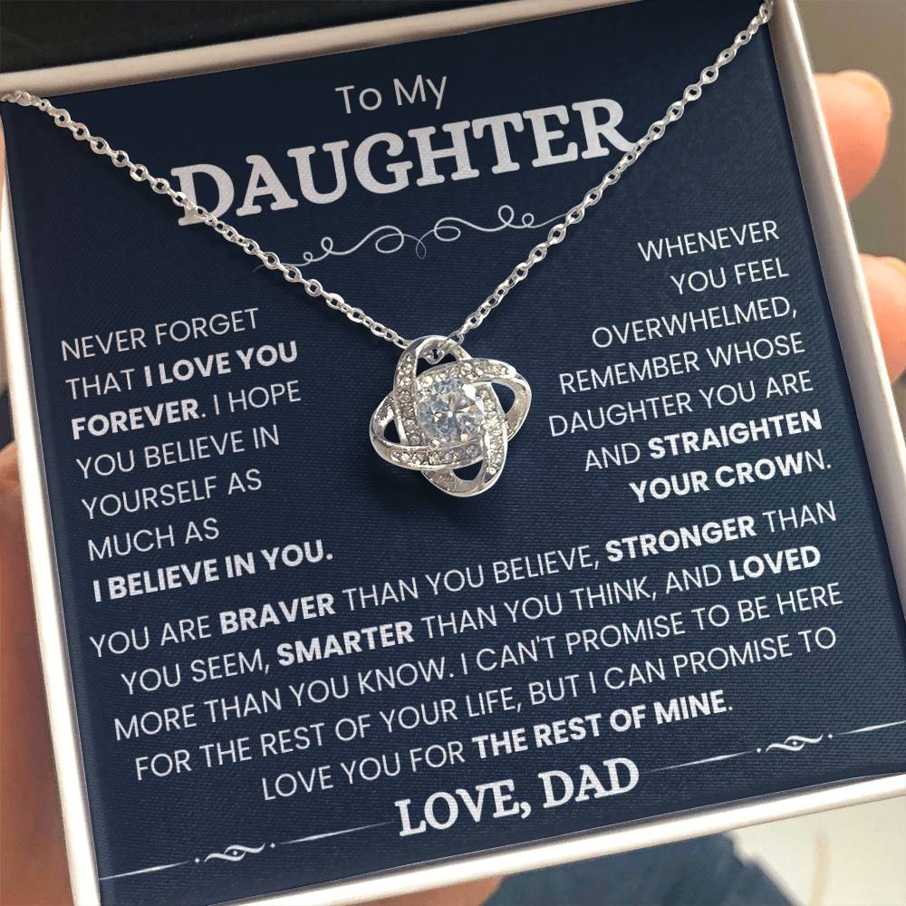 To My Daughter - I Promise to Love You for The Rest of Mine- Love Knot Necklace