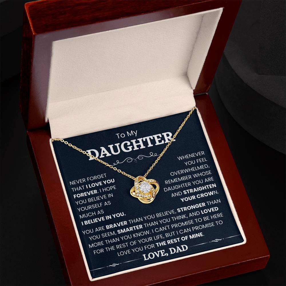 To My Daughter - I Promise to Love You for The Rest of Mine- Love Knot Necklace