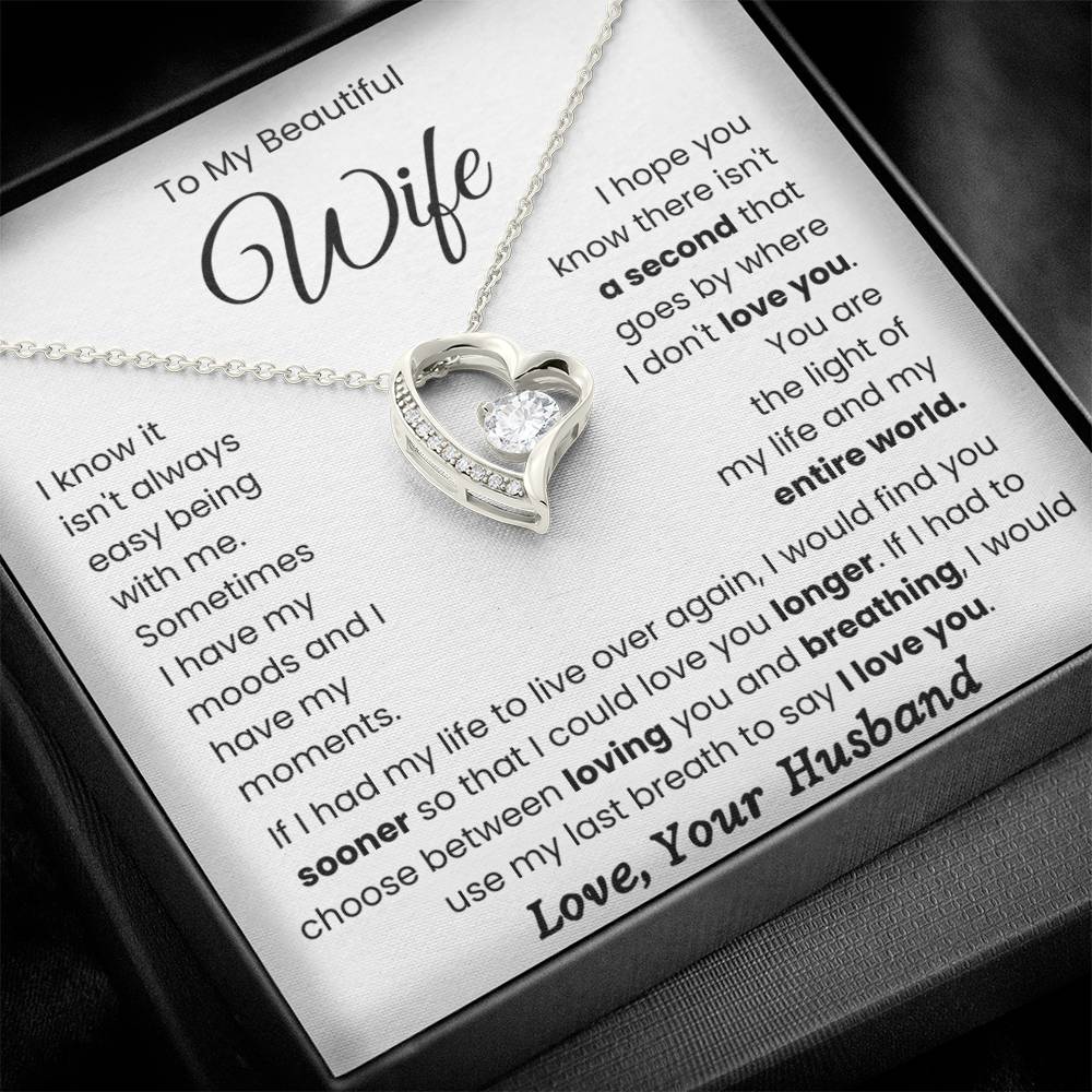 To My Beautiful Wife - Forever Love Necklace- My Life and My Entire World