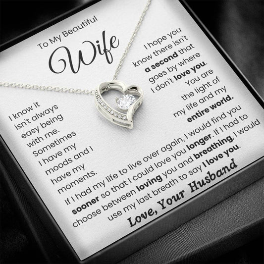 To My Beautiful Wife - Forever Love Necklace- My Life and My Entire World