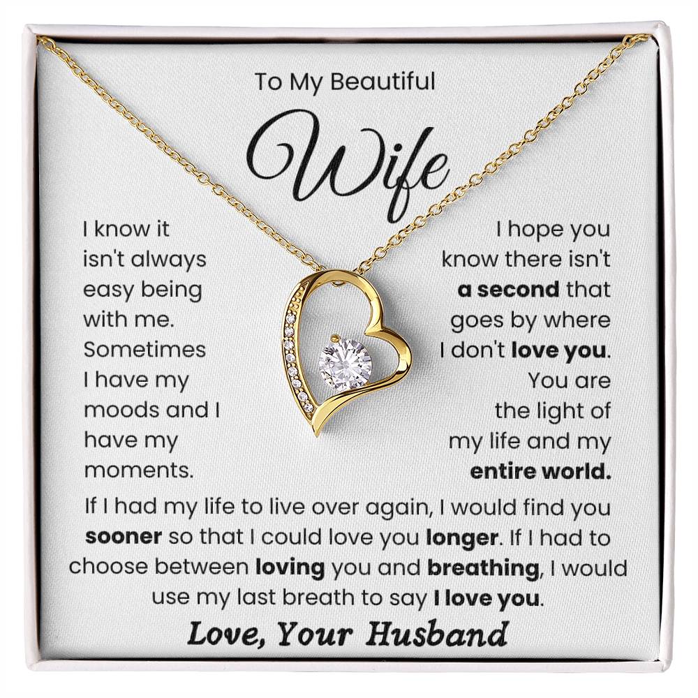 To My Beautiful Wife - Forever Love Necklace- My Life and My Entire World