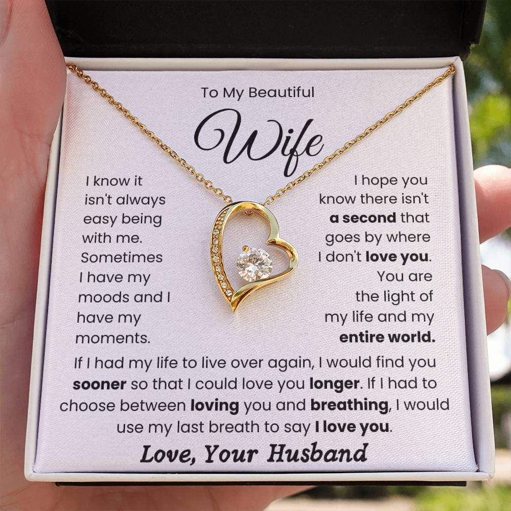 To My Beautiful Wife - Forever Love Necklace- My Life and My Entire World
